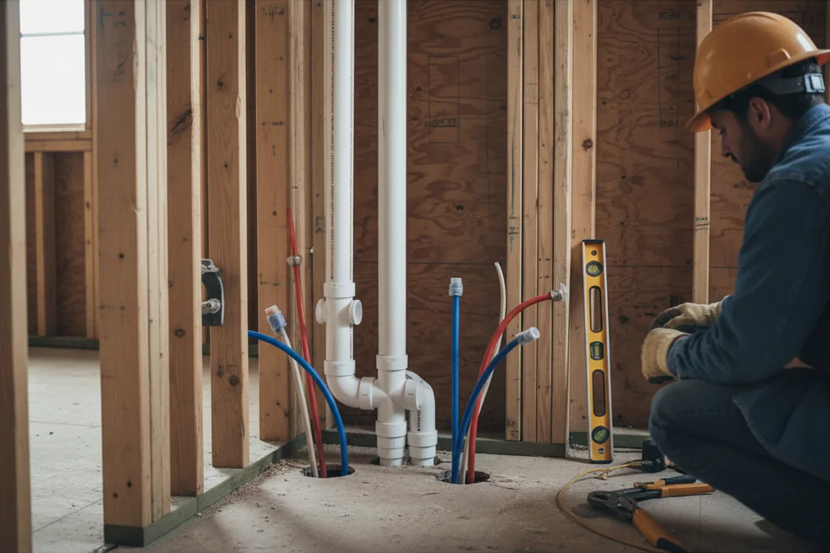 Drain and supply rough-in during Drain Cleaning in Hightstown