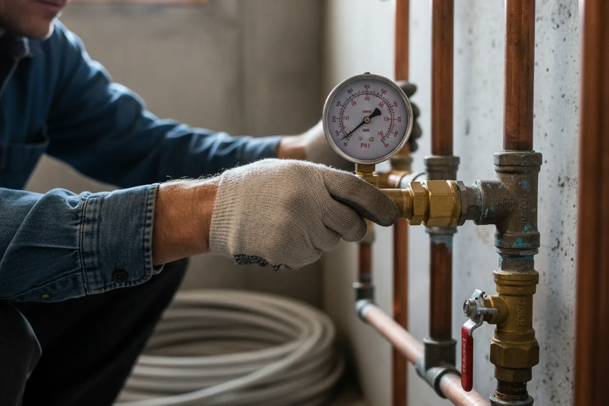 Pressure testing a repaired line during Water Line Repair in Hightstown